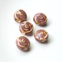 Speckled Porcelain Beads, Round, hand drawing, DIY 