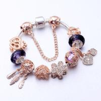 Zinc Alloy European Bracelets, with Crystal, plated & snake chain & with rhinestone, mixed colors 