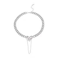 Rhinestone Zinc Alloy Necklace, with 1.96inch extender chain, Heart, silver color plated, fashion jewelry & for woman & with rhinestone Approx 14.5 Inch 