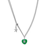 Stainless Steel Jewelry Necklace, 314 Stainless Steel, with Plastic, with 2.75inch extender chain, Heart, fashion jewelry & for woman & with rhinestone Approx 19.2 Inch 