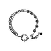 Stainless Steel Chain Bracelets, 314 Stainless Steel, with Glass Gemstone, fashion jewelry & Unisex Approx 7 Inch 