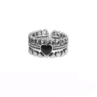 metal Anillo de dedo Cuff, Corazón, chapado en color de platina, Joyería & ajustable & para mujer, tamaño:6-8, Vendido por UD
