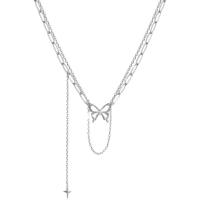 Stainless Steel Jewelry Necklace, 314 Stainless Steel, with zinc alloy pendant, with 1.96inch extender chain, Butterfly, Double Layer & for woman & hollow Approx 16.5 Inch 