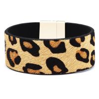 PU Leather Cord Bracelets, with Zinc Alloy, printing & for woman 