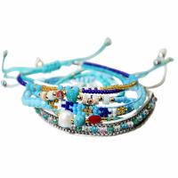 Fashion Create Wax Cord Bracelets, Seedbead, with Waxed Cotton Cord & Crystal & Plastic Pearl, Adjustable & fashion jewelry & Unisex Approx 14-25 cm 
