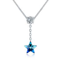 Австрийских кристаллов ожерелья, цинковый сплав, с Австрийский хрусталь, Звезда, Другое покрытие, Женский & со стразами, разноцветный, 5-25mm, длина:Приблизительно 45 см, продается PC