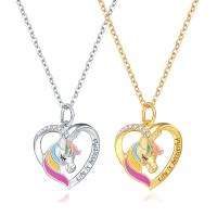 Rhinestone Zinc Alloy Necklace, Heart, plated, for woman & enamel & with rhinestone 5-25mm Approx 45 cm 