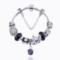 Zinc Alloy European Bracelets, with Lampwork, for woman & with rhinestone, mixed colors 