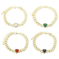 Cubic Zirconia Brass Bracelets, gold color plated, fashion jewelry & micro pave cubic zirconia & for woman Inch 