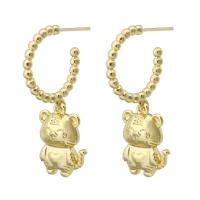 Cubic Zirconia Micro Pave Brass Earring, Tiger, gold color plated, fashion jewelry & for woman, golden, 35mm 