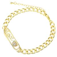 Cubic Zirconia Micro Pave Brass Bracelet, gold color plated, fashion jewelry & micro pave cubic zirconia & for woman, multi-colored .5 Inch 