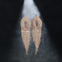 Fashion Tassel Earring, Rhinestone, with Brass, plated, for woman 