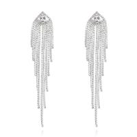 Fashion Tassel Earring, Rhinestone, with Brass, plated, for woman 