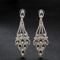 Rhinestone Drop Earring, with Brass, plated, for woman & faceted 