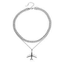 Titanium Steel Jewelry Necklace, Airplane, Unisex original color 