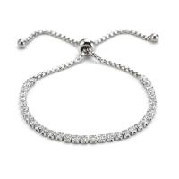 Titanium Steel Bracelet & Bangle, with Cubic Zirconia, silver color plated, for woman, silver color .48 Inch 
