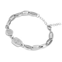 Titanium Steel Bracelet & Bangle, with 1.57 extender chain, silver color plated, for woman, silver color .10 Inch 