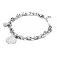 Titanium Steel Bracelet & Bangle, with 1.57 extender chain, silver color plated, Unisex, silver color .30 Inch 