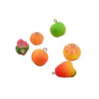Imitation Obst Resin Anhänger, Harz, mit Eisen, ObstFrucht, silberfarben plattiert, DIY & verschiedene Stile für Wahl, gemischte Farben, verkauft von PC