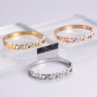 Stainless Steel Bangle, 316 Stainless Steel, Round, Vacuum Ion Plating, fashion jewelry & polished & for woman & with rhinestone 