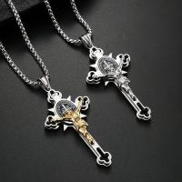 Titanium Steel Jewelry Necklace, Crucifix Cross, polished, fashion jewelry & for man 64*32mm,3mm Approx 23.62 Inch 