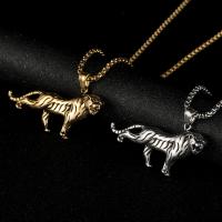 Titanium Steel Jewelry Necklace, Tiger, polished, fashion jewelry & Unisex 30mm,3mm Approx 23.62 Inch 