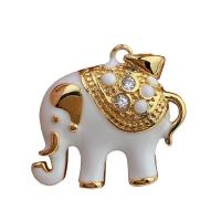 Cubic Zirconia Micro Pave Brass Pendant, Elephant, gold color plated, DIY & micro pave cubic zirconia & enamel 