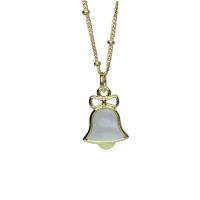Shell Necklace, Brass, with White Shell, Christmas Bell, gold color plated, for woman, golden .71 Inch 
