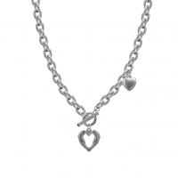 Stainless Steel Jewelry Necklace, 314 Stainless Steel, Heart, Unisex & oval chain & hollow Approx 16.5 Inch 