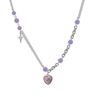 Zinc Alloy Necklace, with Plastic, with 2.75inch extender chain, Heart, platinum color plated, fashion jewelry & for woman Approx 21.2 Inch 