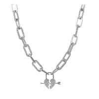 Stainless Steel Jewelry Necklace, 314 Stainless Steel, with zinc alloy pendant, with 1.96inch extender chain, Heart, fashion jewelry & for woman & with rhinestone Approx 20.4 Inch 