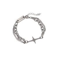 Stainless Steel Charm Bracelet, 314 Stainless Steel, with 1.96inch extender chain, Double Layer & fashion jewelry & Unisex & with rhinestone Approx 6.7 Inch 