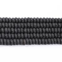 Natürliche Lava Perlen, Abakus,Rechenbrett, poliert, schwarz, 6x3mm, Länge:ca. 14.76 ZollInch, ca. 125PCs/Strang, verkauft von Strang