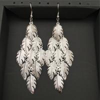 Zinc Alloy Drop Earring, Leaf, plated, for woman 105mm 