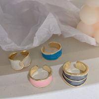 Brass Cuff Finger Ring, 14K gold-filled, for woman & enamel 8mm 