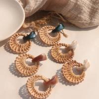 Rattan Earring, Resin, with Rattan, fashion jewelry & for woman 60mm 
