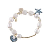 Cultured Freshwater Pearl Brass Bracelet, with Freshwater Pearl, fashion jewelry & for woman, Inner Approx 75mm 