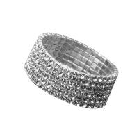 Zinc bracelets en strass en alliage , alliage de zinc, pour femme & avec strass, argent, 21mm Environ 21 cm, Vendu par PC