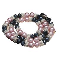 Shell Pearl parure de bijoux, Bracelet & collier, avec alliage de zinc, pour femme, couleurs mélangées, 18.5-19cmuff0c45cm, Vendu par fixé