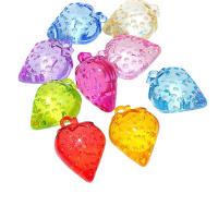Transparent Acrylic Pendants, Strawberry, injection moulding, mixed colors 