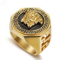 Titanium Steel Finger Ring, polished, for man, golden, 17mm 