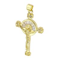 Cubic Zirconia Micro Pave Brass Pendant, Crucifix Cross, gold color plated, fashion jewelry & DIY & micro pave cubic zirconia, golden Approx 3mm 