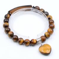 Tiger Eye Stone Bracelets, Round, fashion jewelry & for woman, 8mm Approx 7.5 Inch 