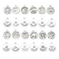 Zinc Alloy Message Pendants, Flat Round, plated, vintage & Unisex & with constellation symbols Approx 