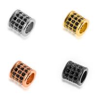 Perles grand trou en laiton, pilier, Placage, DIY & pavé de micro zircon, plus de couleurs à choisir Vendu par PC