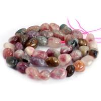 Natürlicher Turmalin Perlen, Klumpen, DIY, gemischte Farben, 9-10mm, ca. 40PCs/Strang, verkauft von Strang