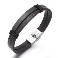 PU Leather Cord Bracelets, with Titanium Steel, fashion jewelry & Unisex Approx 8.27 Inch 