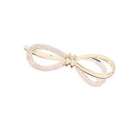 Cubic Zirconia Brooch, Brass, Bowknot, real gold plated, micro pave cubic zirconia & for woman 