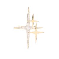 Cubic Zirconia Brooch, Brass, Star, real gold plated, micro pave cubic zirconia & for woman 