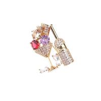 Cubic Zirconia Brooch, Brass, Winebottle, plated, micro pave cubic zirconia & for woman 